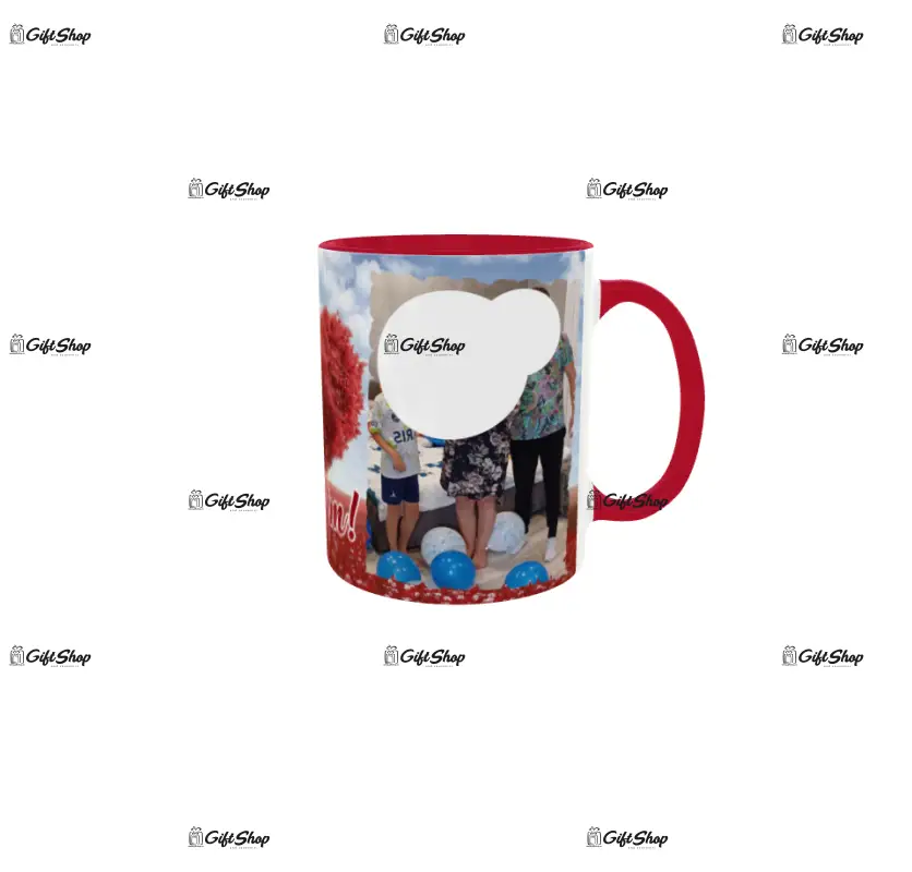 Te iubim, cana din ceramica, 330ml, personalizata cu 2 poze si text model 3372